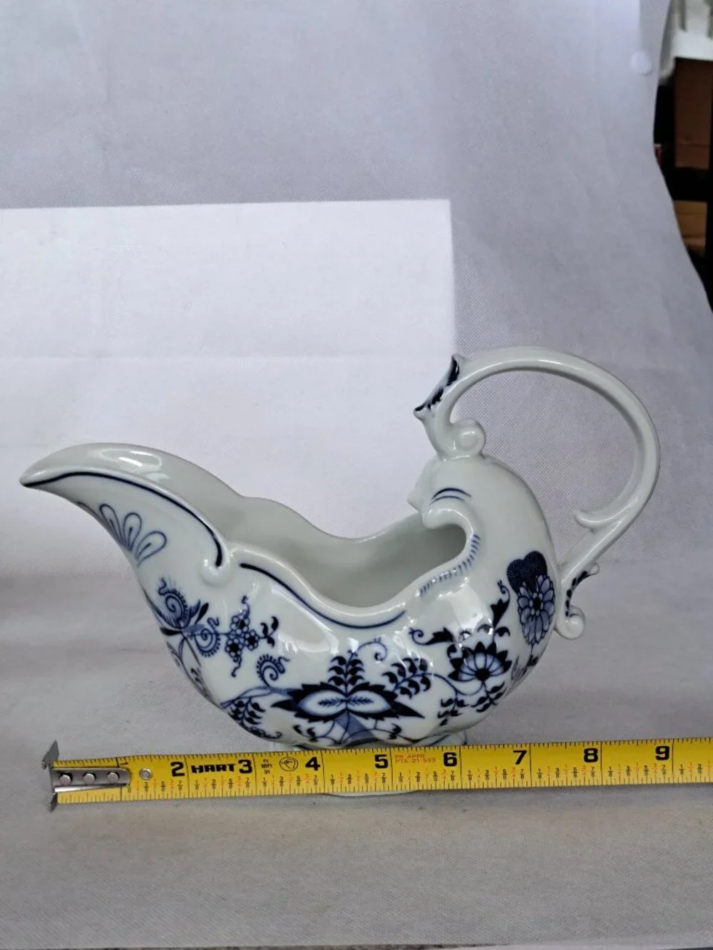 VTG Blue Danube Blue Onion Gravy Sauce Boat Porcelain 18oz Rectangle Mark Japan